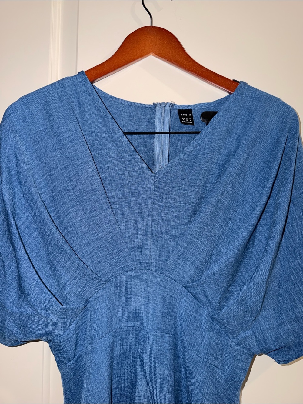 SHEIN Blue Maxi Dress with Pleated Waist